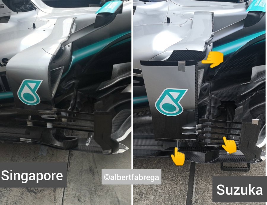 Mercedes modifica l'endplate ala anteriore e i deviatori di flusso a ponte