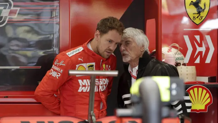 Sebastian Vettel a colloquio con Bernie Ecclestone