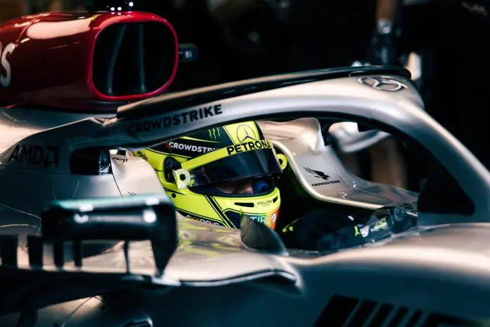 F1- La vettura di Lewis Hamilton durante le prove libere del GP d'Ungheria